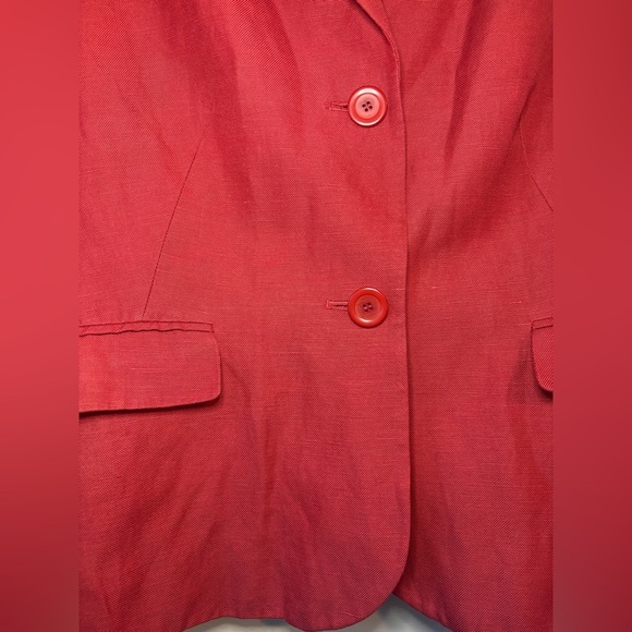 Talbots red silk linen blazer jacket - Picture 3 of 9